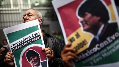 Morales-Unterstützer vor der bolivianischen Botschaft in Mexiko City