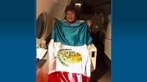 اوو مورالس، رئیس جمهوری مستعفی بولیوی در هواپیمای دولتی مکزیک