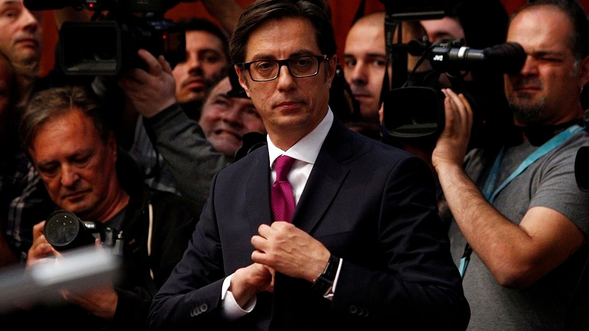 Newly elected President of North Macedonia Stevo Pendarovski attends his inauguration ceremony in Skopje, North Macedonia, May 12, 2019.