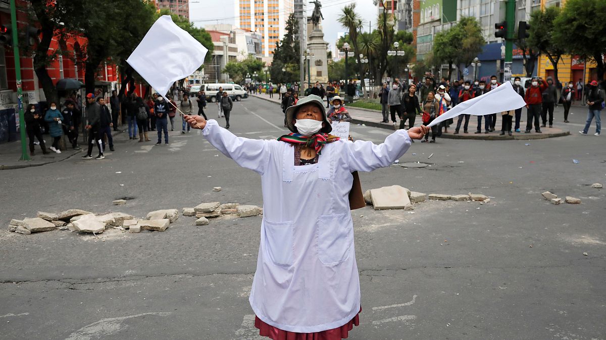 Demonstrantin in La Paz