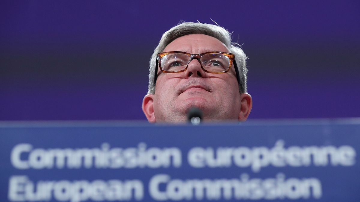 FILE PHOTO: European Commissioner for the Security Union Julian King holds a news conference at the EC headquarters in Brussels, Belgium October 30, 2019.