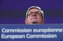 FILE PHOTO: European Commissioner for the Security Union Julian King holds a news conference at the EC headquarters in Brussels, Belgium October 30, 2019.