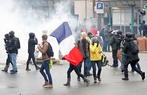 Early clashes in Paris on Saturday's one-year anniversary of Gilets Jaunes protests