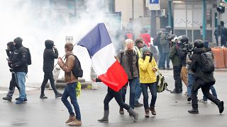 Early clashes in Paris on Saturday's one-year anniversary of Gilets Jaunes protests