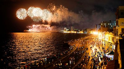Fireworks lit up the sky over Havana