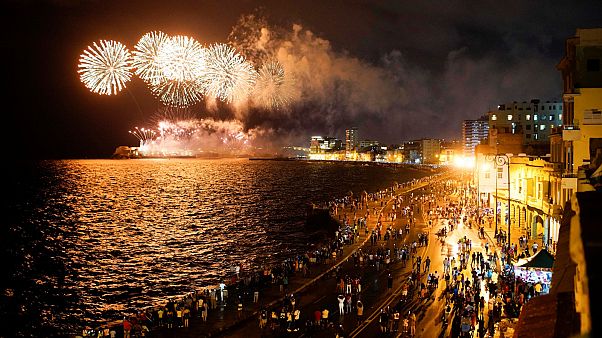 Fireworks lit up the sky over Havana Fireworks lit up the sky over Havana