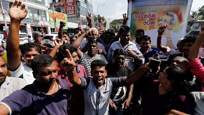 Sostenitori del partito del Fronte poolare di Gotabaya Rajapaksa 