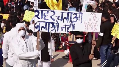 Protest gegen verpestete Luft in Indien
