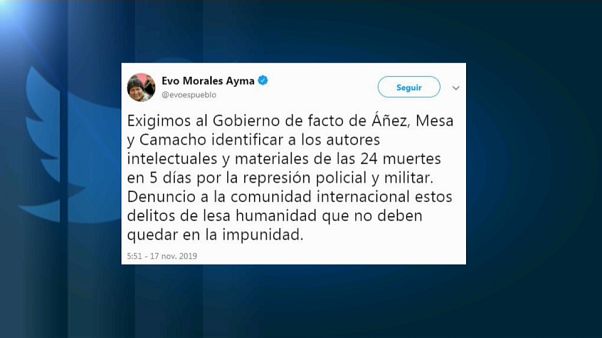 Evo Morales: "Crimini contro l'umanità in Bolivia nella repressione del dissenso" Evo Morales: "Crimini contro l'umanità in Bolivia nella repressione del dissenso"