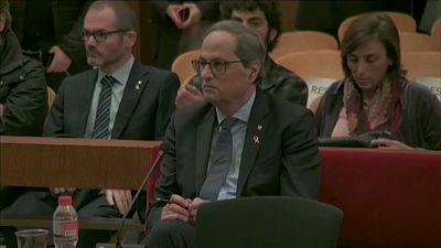 Presidente catalão Quim Torra na barra do tribunal