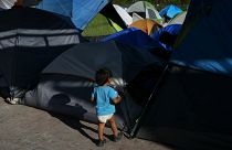 Un enfant réfugié dans un campement à Matamoros, au Mexique