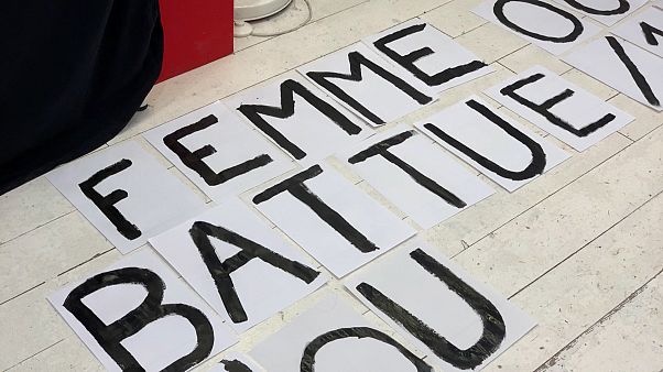 Women in France work to raise awareness about domestic violence Women in France work to raise awareness about domestic violence