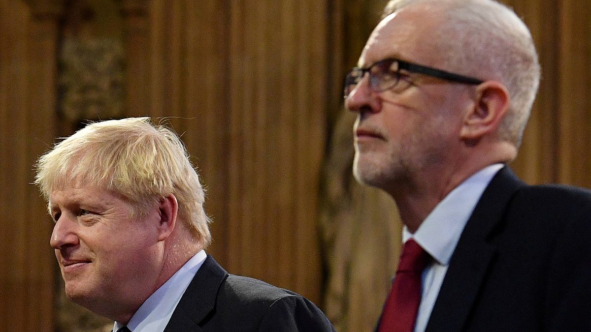 Britain's Prime Minister Boris Johnson and main opposition Labour Party leader Jeremy Corbyn.