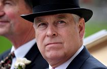 Britain's Prince Andrew arrives by horse and carriage on ladies day at Royal Ascot, June 20, 2019.
