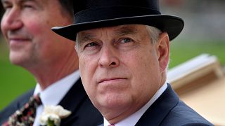 Britain's Prince Andrew arrives by horse and carriage on ladies day at Royal Ascot, June 20, 2019.