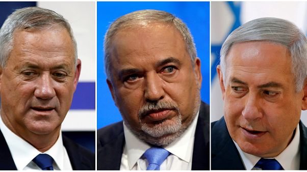 Benny Gantz, Avigdor Lieberman, Binyamin Netanyahu Benny Gantz, Avigdor Lieberman, Binyamin Netanyahu
