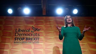 Britain's Liberal Democrat leader Jo Swinson speaks at the launch of the party manifesto in London, November 20, 2019