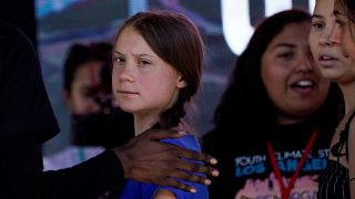 Greta Thunberg (left) and her doppelganger