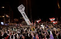 محتجون لبنانيون في العاصمة اللبنانية بيروت