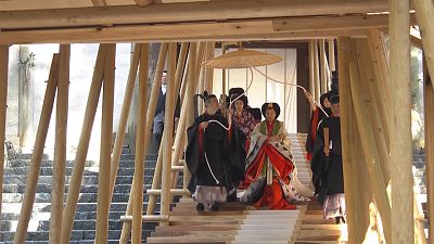 Japanese imperial couple hold enthronement ceremonies in sanctuary of Ise