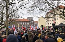 Far-right NDP extremists were vastly outnumbered by counter-protesters in Hannover, Germany