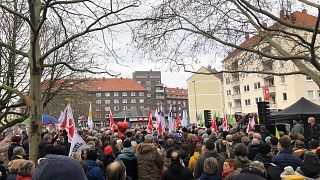 Far-right NDP extremists were vastly outnumbered by counter-protesters in Hannover, Germany