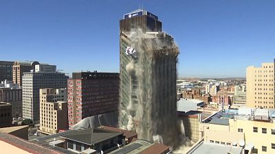 108-metre bank Bank of Lisbon tower demolished in Johannesburg