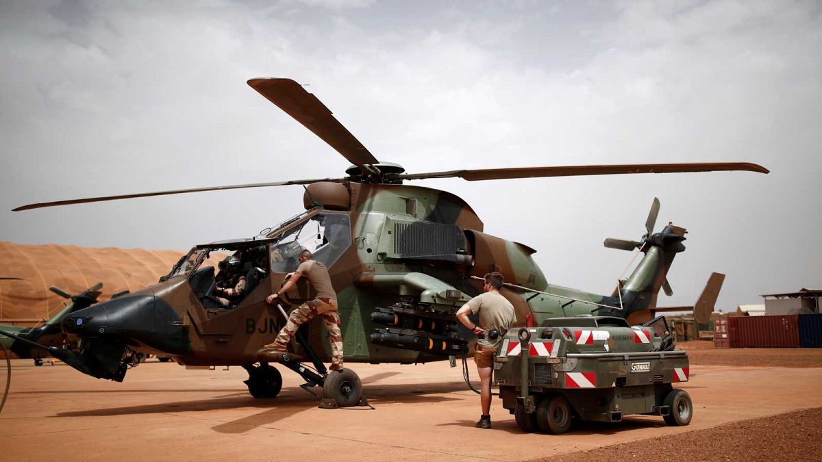 Archive - Un hélicoptère Tigre de la force Barkhane, le 1er aout 2019 à Gao au Mali 