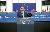 Oleg Sentsov: Freed filmmaker's thought for jailed Ukrainians as he picks up human rights prize