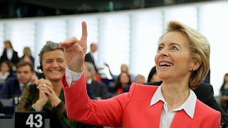  La présidente élue de la Commision Ursula von der Leyen devant les députés européens à Strasbourg, le 27 novembre 2019