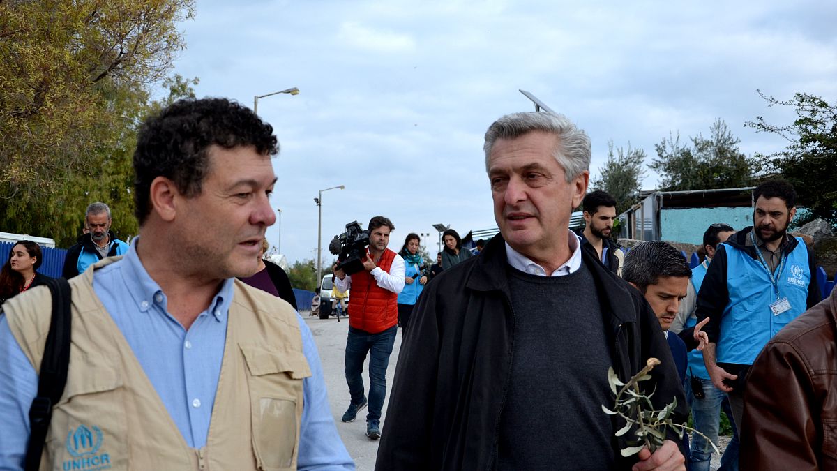 Ο Ύπατος Αρμοστής του ΟΗΕ για τους πρόσφυγες Φίλιππο Γκράντι επισκέπτεται καταυλισμούς προσφύγων στη  Μυτιλήνη