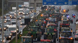 The rolling roadblock has so far blocked the A1 Paris-Lille motorway