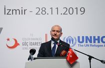 İçişleri Bakanı Süleyman Soylu, İzmir’de düzenlenen “Göç, Güvenlik ve Sosyal Uyum” konulu çalıştaya katılarak konuşma yaptı.