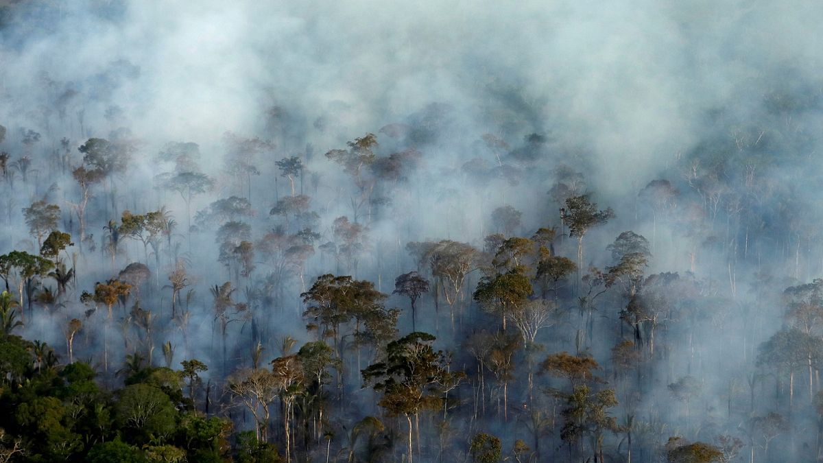 Smoke billows during a fire in an area of the Amazon rainforest near Porto Velho, Rondonia State, Brazil, September 10, 2019