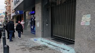Vitrine de banque brisée à Tripoli, Liban, le 27/11/2019