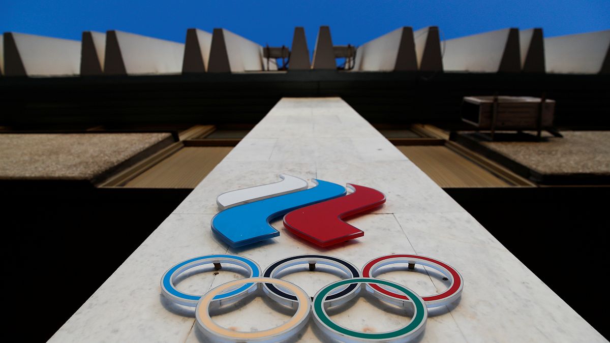 Logo of Russia's Olympic Committee is seen on its building in Moscow, Russia November 23, 2019.