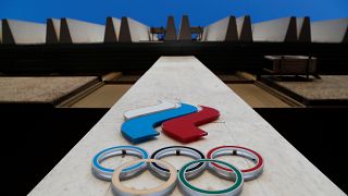 Logo of Russia's Olympic Committee is seen on its building in Moscow, Russia November 23, 2019.