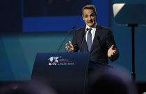 Ο πρόεδρος της Νέας Δημοκρατίας και πρωθυπουργός Κυριάκος Μητσοτάκης, μιλάει στο 13ο Συνεδριο της Νέας Δημοκρατίας 