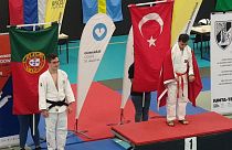 Down Sendromlular Dünya Judo Şampiyonası'nda Talha Ahmet Erdem altın madalya kazanarak, bu alanda Türkiye'ye ilk dünya şampiyonluğunu getirdi. ( AA - Anadolu Ajansı )