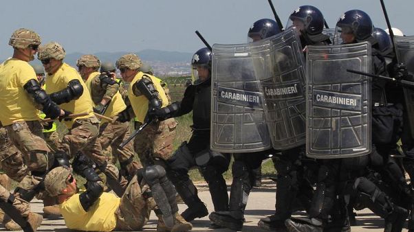 FILE PHOTO: NATO led-peacekeeping force-KFOR in cooperation with European Union rule of law mission-EULEX conduct joint joint crowd and riot control drill in Pristina FILE PHOTO: NATO led-peacekeeping force-KFOR in cooperation with European Union rule of law mission-EULEX conduct joint joint crowd and riot control drill in Pristina