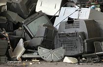 Eine Deponie voller Elektroschrott, der recyclet wird