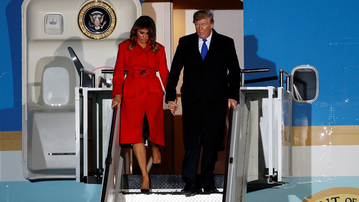 President Donald Trump and First Lady Melania arrived at London Stansted airport.