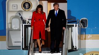 President Donald Trump and First Lady Melania arrived at London Stansted airport.