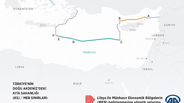 Ο προκλητικός χάρτης όπως τον δημοσιεύει το τουρκικό πρακτορείο Ανατολή Ο προκλητικός χάρτης όπως τον δημοσιεύει το τουρκικό πρακτορείο Ανατολή