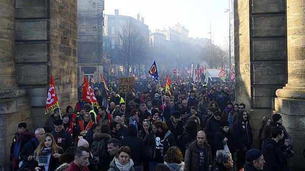 Une partie du cortège des manifestants, à Bordeaux, lors de la grève nationale du 5 décembre 2019 Une partie du cortège des manifestants, à Bordeaux, lors de la grève nationale du 5 décembre 2019