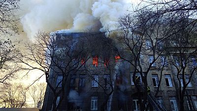 Крупный пожар в одесском колледже экономики, права и гостиничного бизнеса