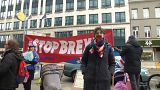  Anti-Brexit protesters gather outside British embassy in Brussels