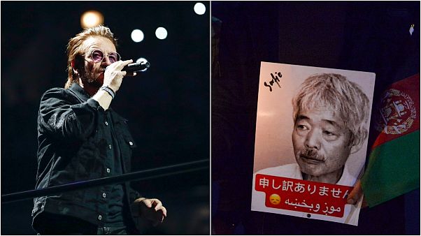 U2 Saitama Arena'da şarkılarını Tetsu Nakamura için söyledi - AFP U2 Saitama Arena'da şarkılarını Tetsu Nakamura için söyledi - AFP
