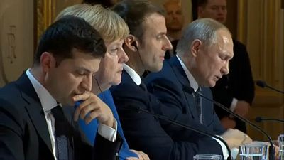 Zelenszkij, Merkel, Macron, Putyin a normandiai négyek sajtótájékoztatóján