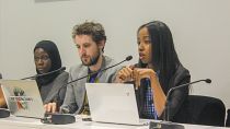 Linna Yassin speaking at a side event at COP24 about the role of young Africans in climate movements.